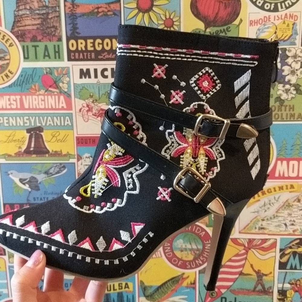 Embroidered booties